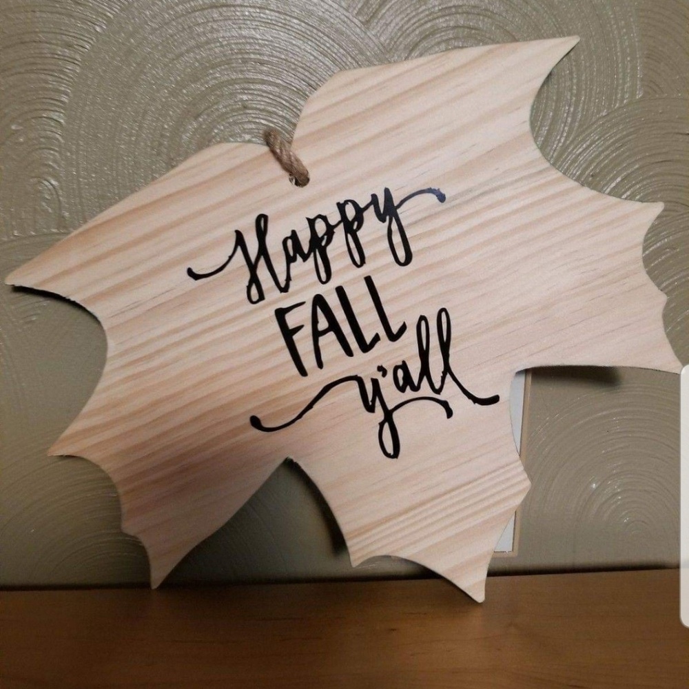 Happy Fall Y'all Wooden Leaf Sign